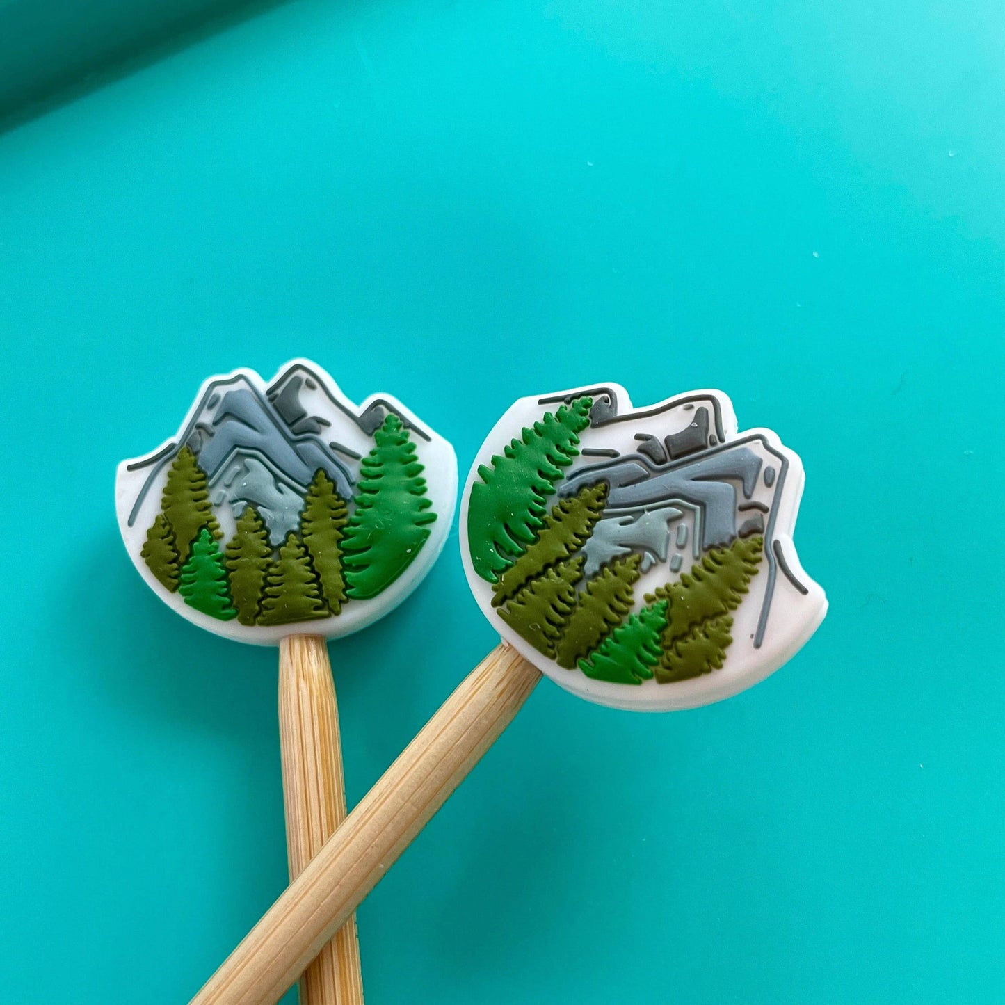Alaskan Mountains Hiking Snow Nature Forest Trees Knitting Needle Stoppers