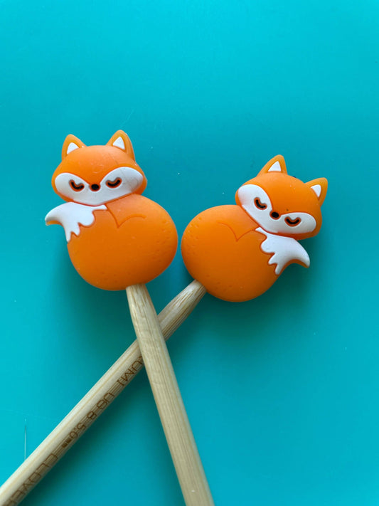 Cute Fox Knitting Needle Stoppers.