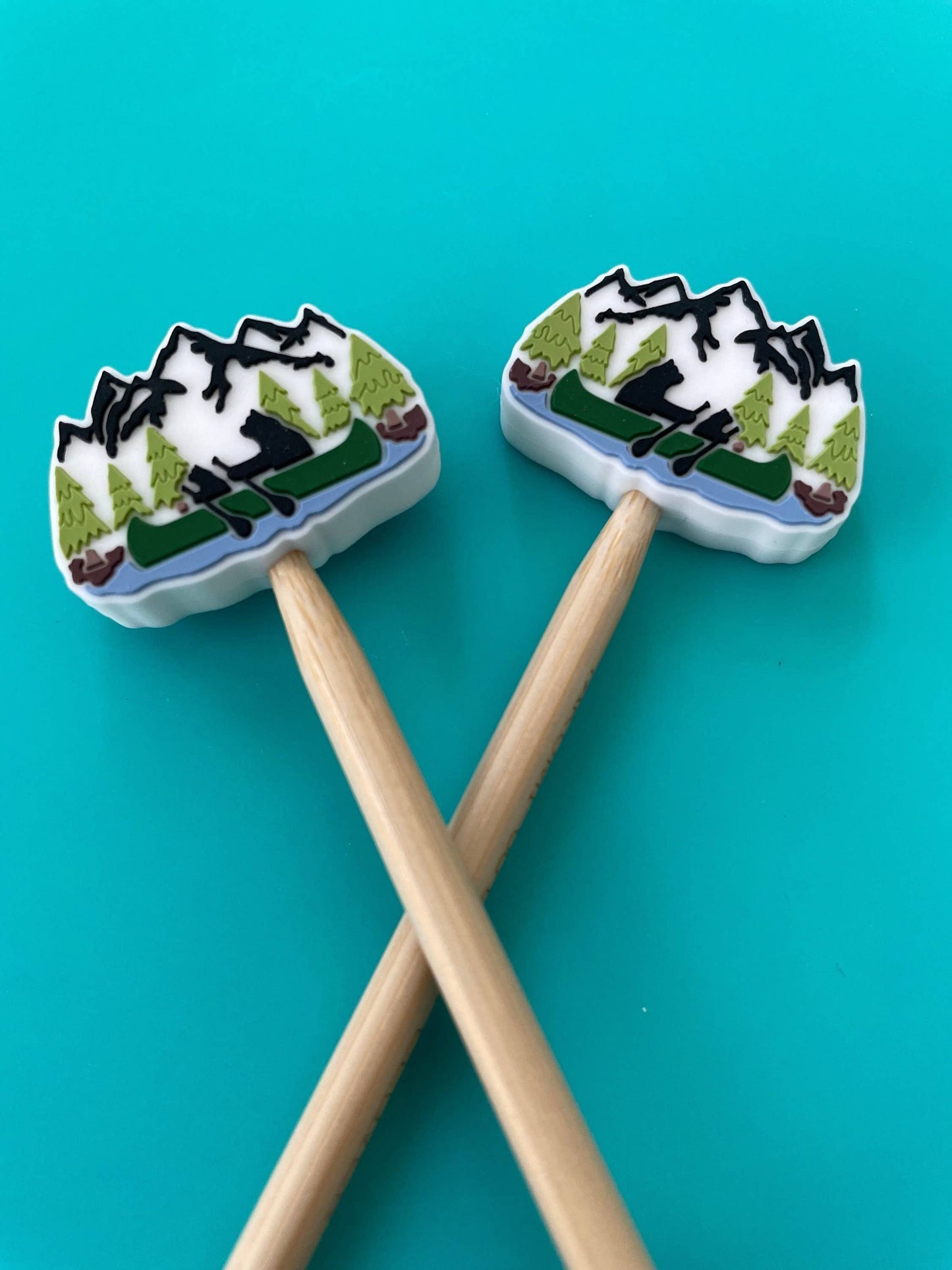 Mountains-Bear-Fishing-Lake-Nature-Forest-Trees-Knittle Needle Stoppers