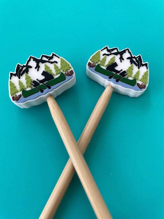 Mountains-Bear-Fishing-Lake-Nature-Forest-Trees-Knittle Needle Stoppers
