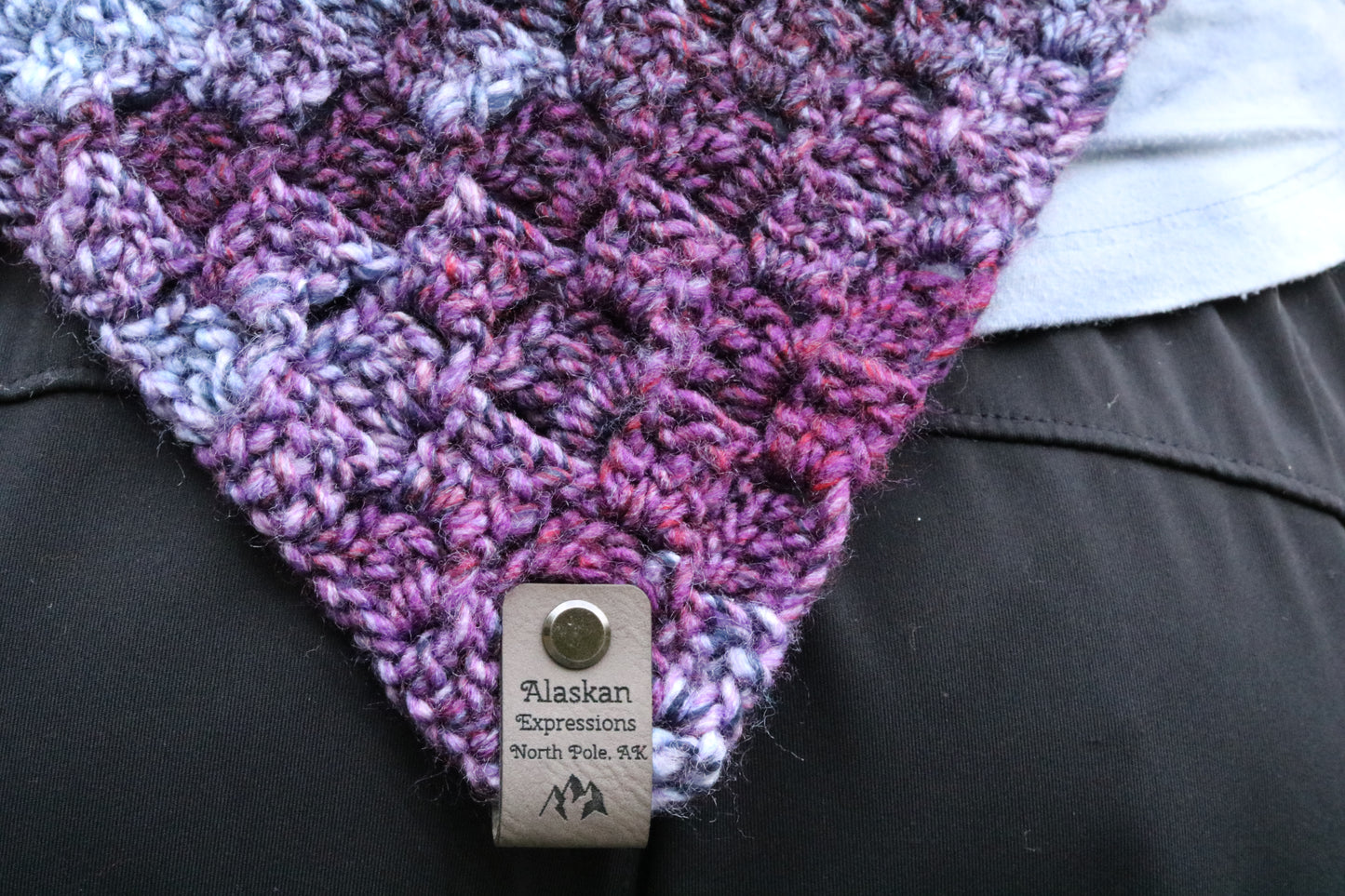 Crochet Triangle Shawl (Blue and Purple)
