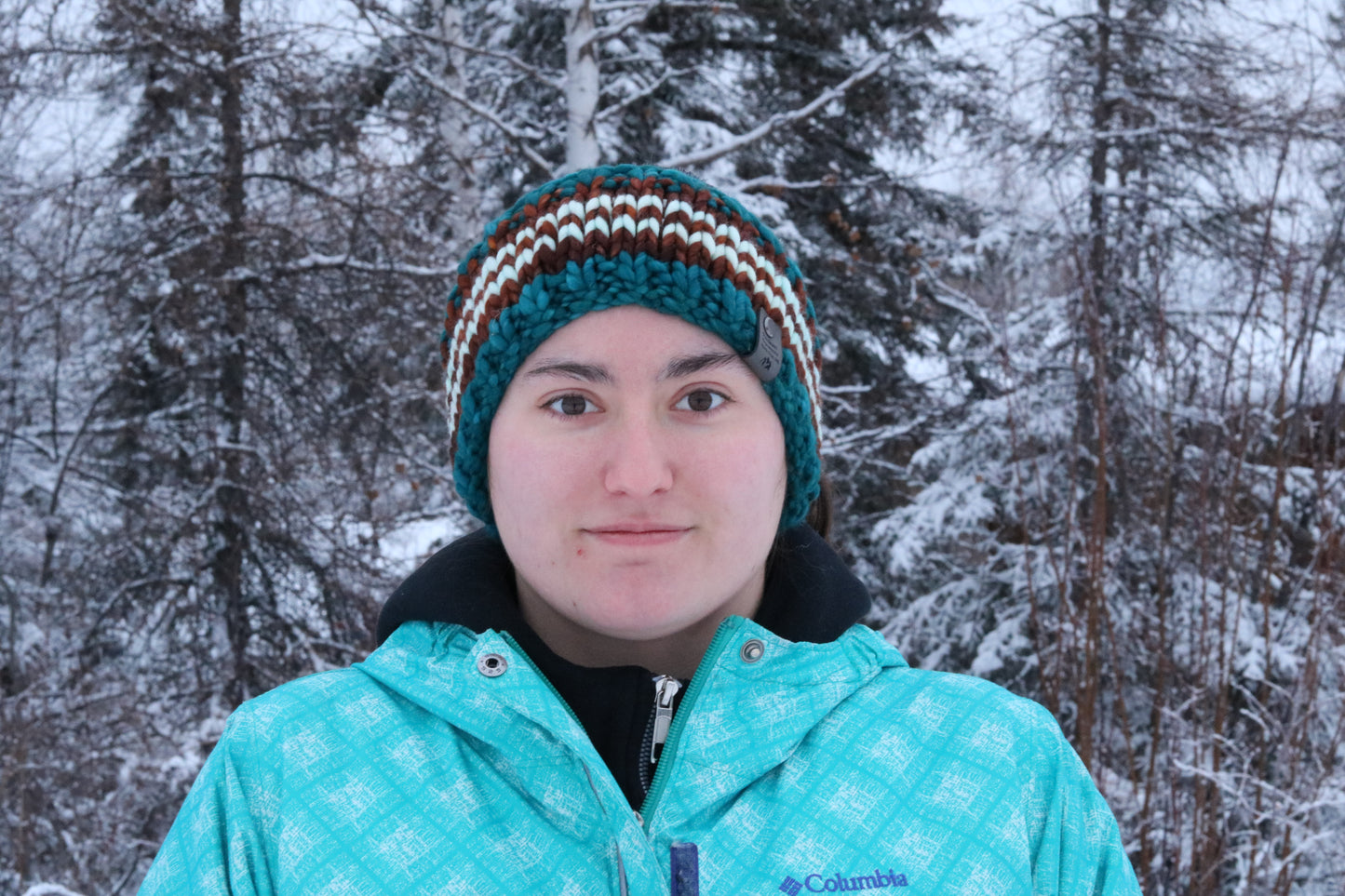 Blue & Brown Striped Headband (Merino Wool)