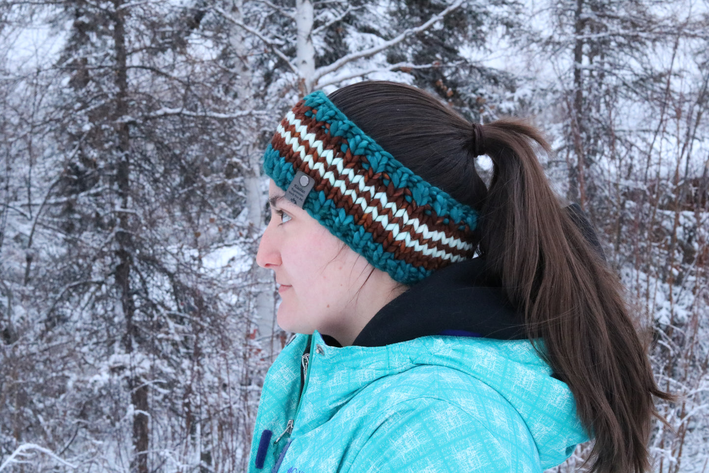 Blue & Brown Striped Headband (Merino Wool)