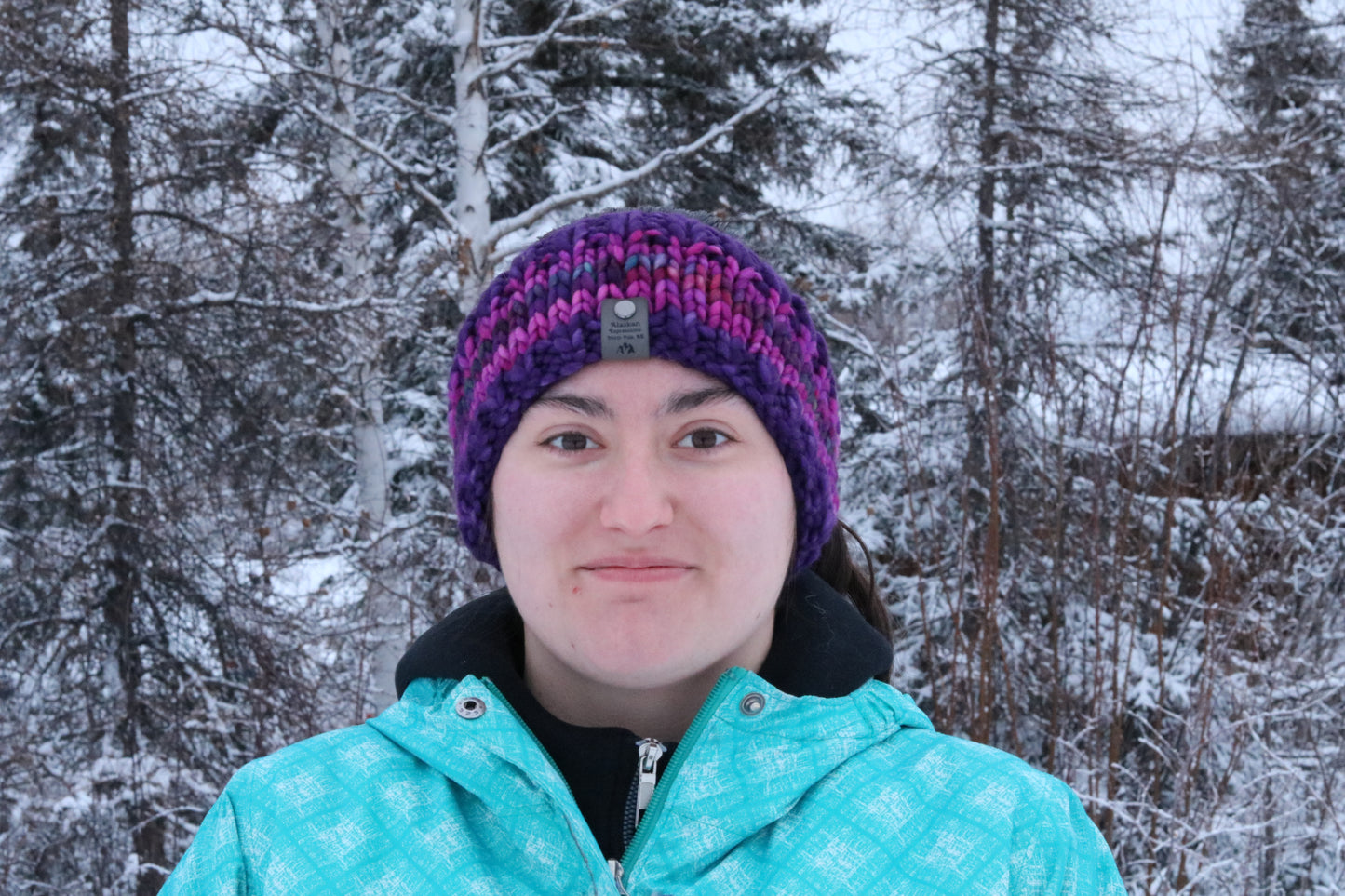 Purple & Pink Striped Headband (Merino Wool)