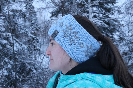 Alyeska Snowflake Headband (Light Blue Shimmer & Silver)