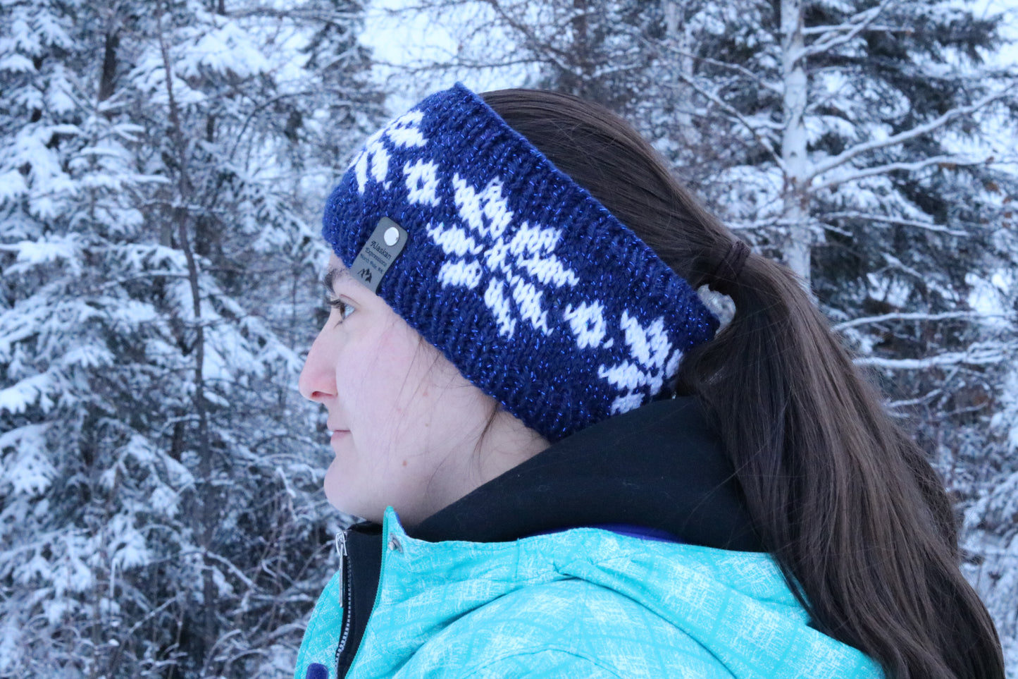 Alyeska Snowflake Headband (Dark Blue & White)