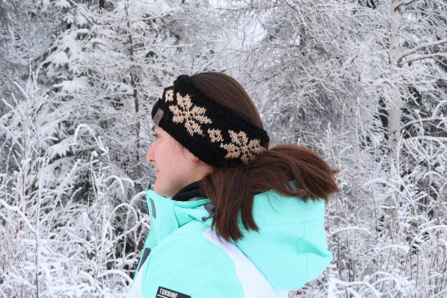Alyeska Snowflake Headband (Black & Tan)