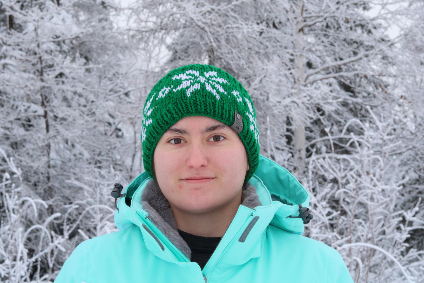 Alyeska Snowflake Headband (Evergreen & White)