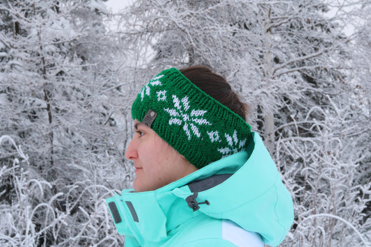 Alyeska Snowflake Headband (Evergreen & White)