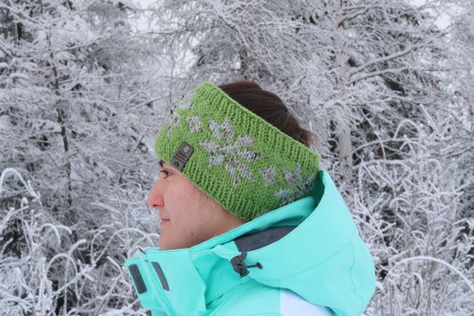 Alyeska Snowflake Headband (Green & Gray)