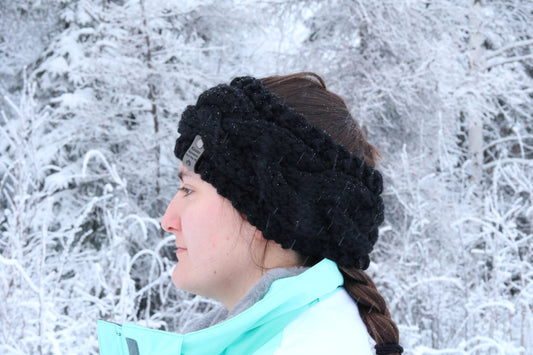 Chunky Knit Braided Cable Headband (Black & Gray options)
