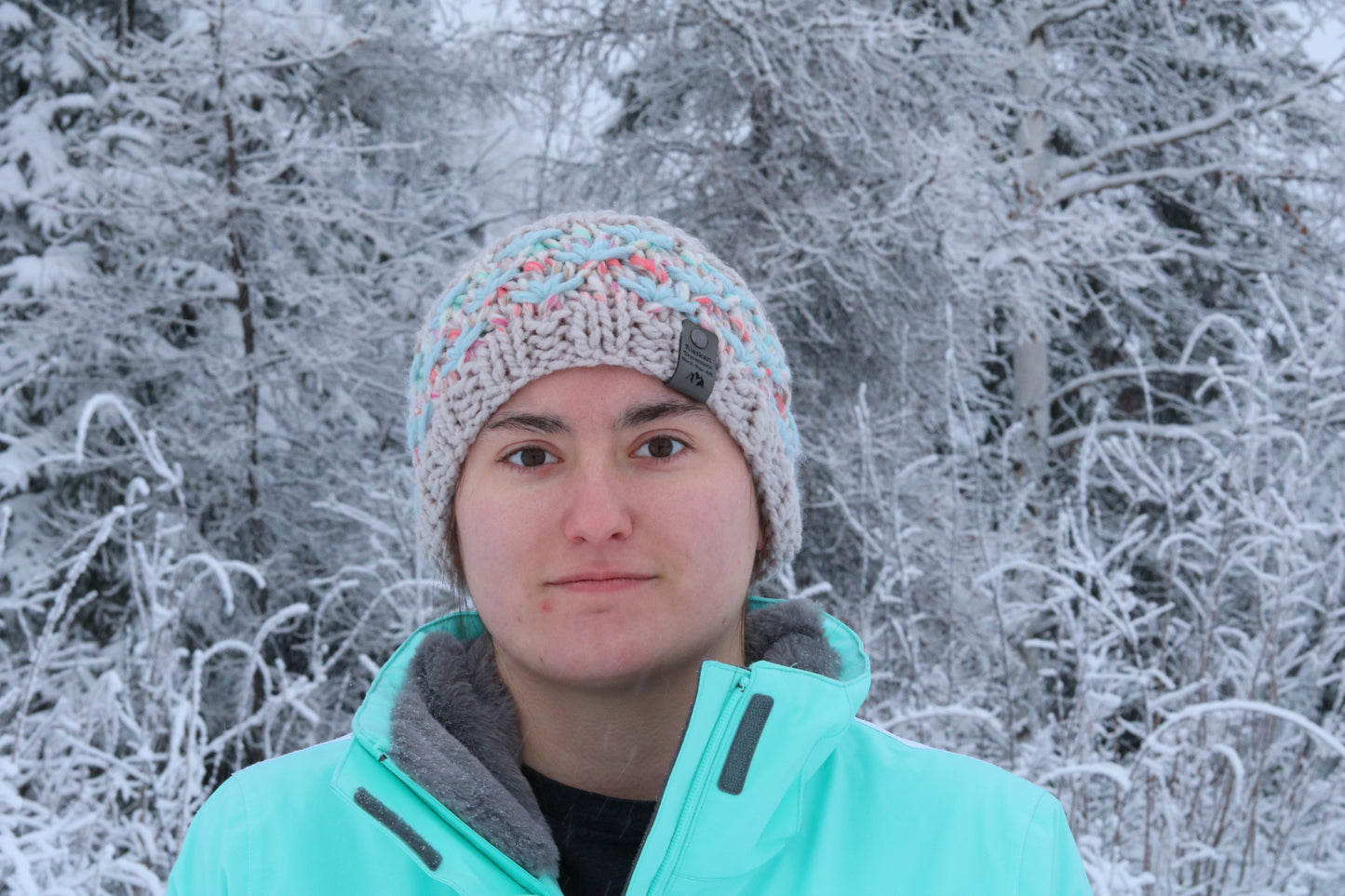 Chunky Knit Lotus Headband (Gray, Blue, & Pink)