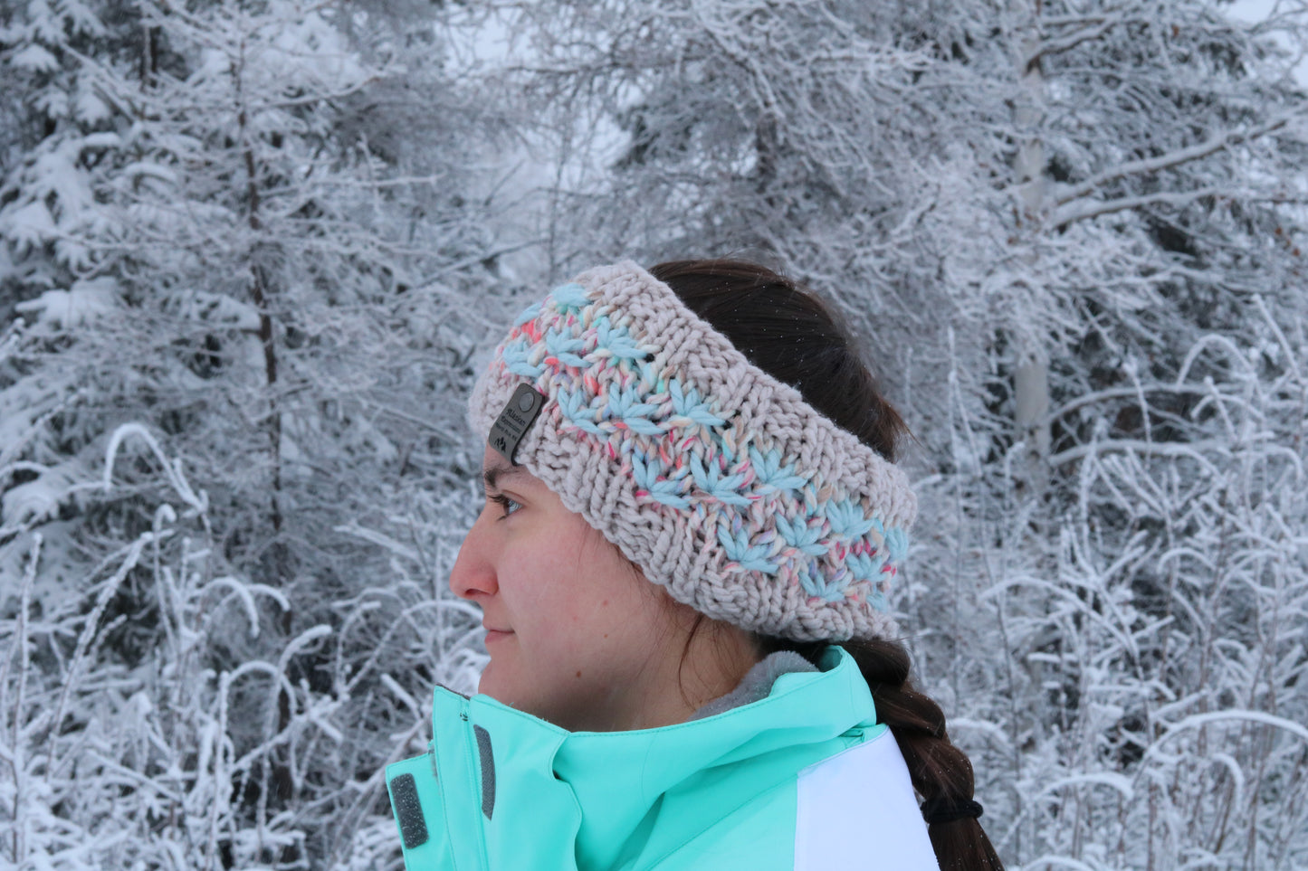 Chunky Knit Lotus Headband (Gray, Blue, & Pink)