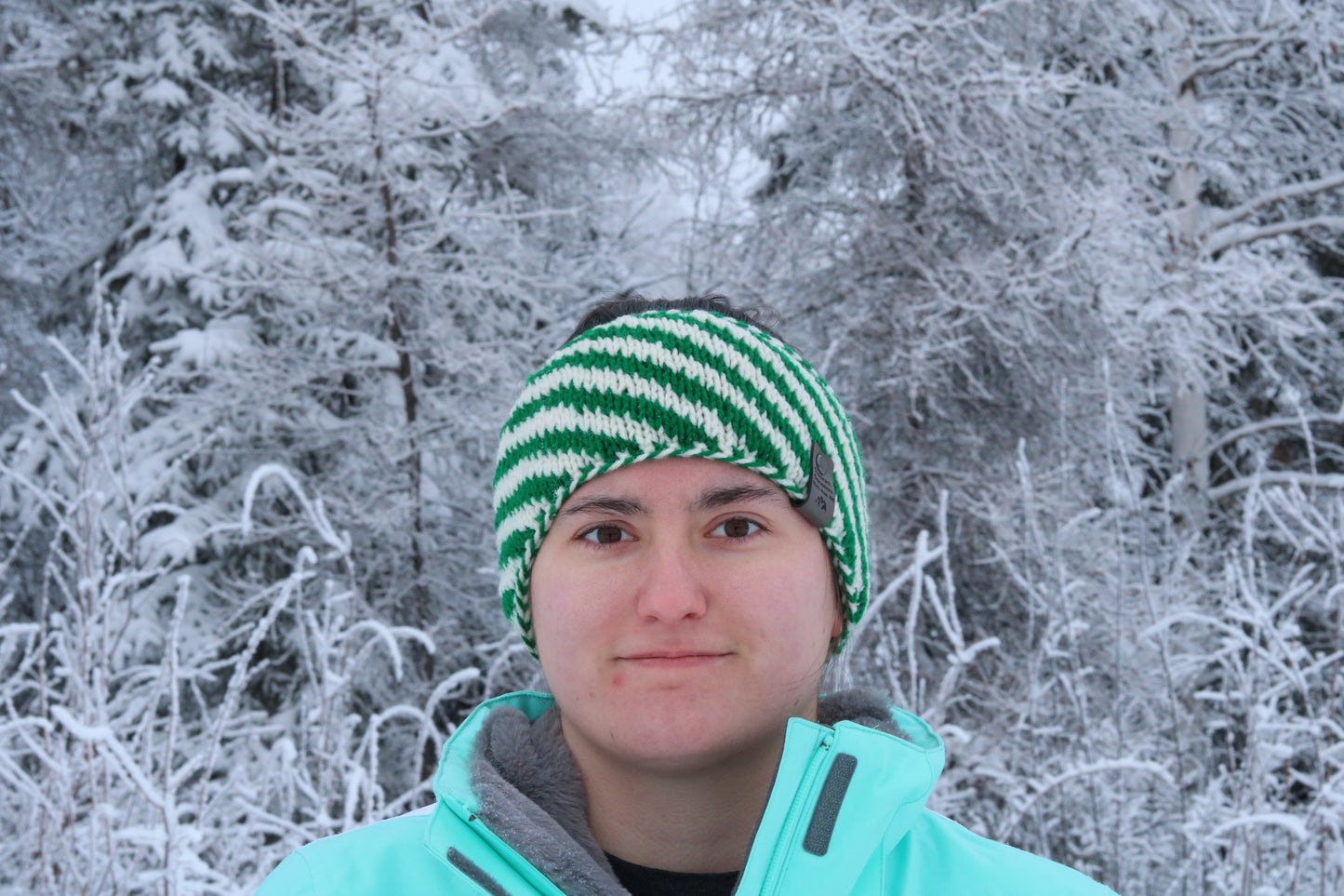 Candy Cane Striped Headband (Green & Cream)