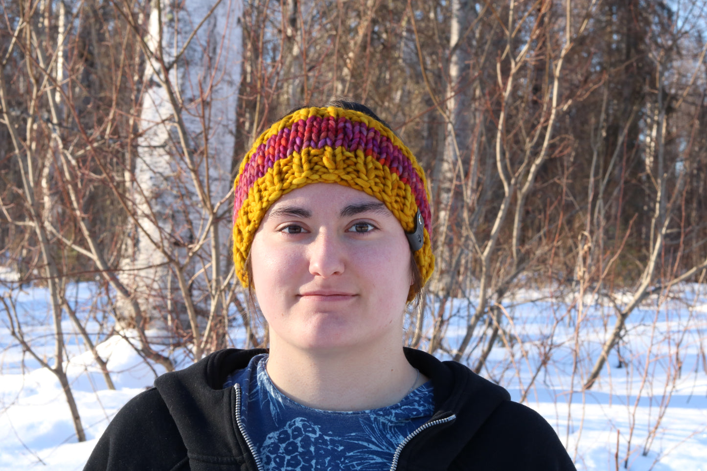 Mustard, Pink, & Purple Striped Headband (Merino Wool)