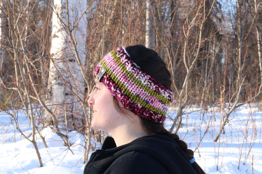 Green & Pink Headband (Merino Wool)