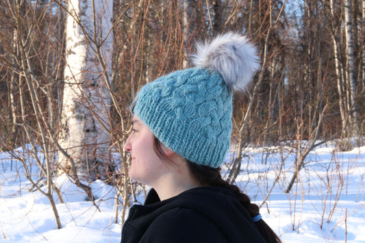 Fleece Lined Icelandic Wool Knit Cable Hats