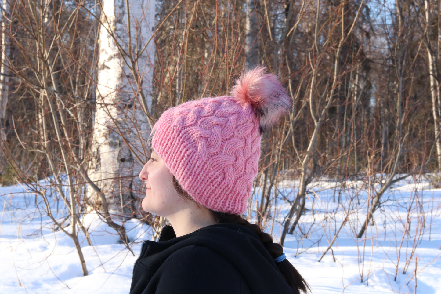 Fleece Lined Icelandic Wool Knit Cable Hats