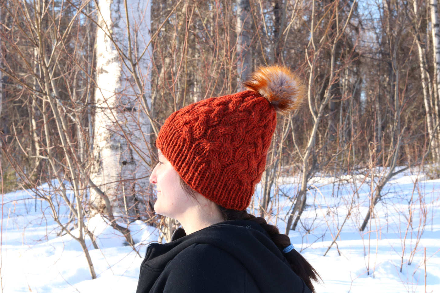 Fleece Lined Icelandic Wool Knit Cable Hats