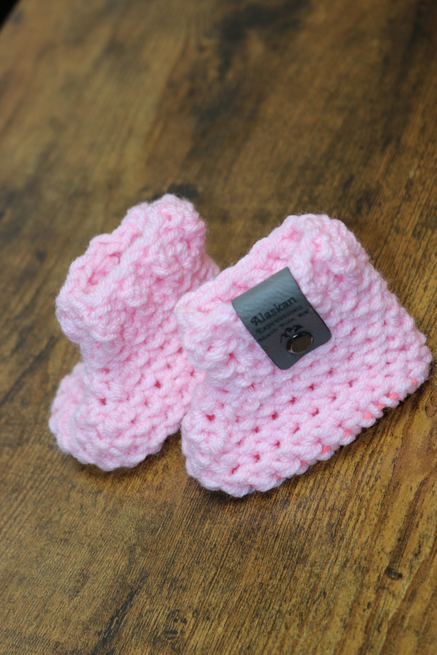 Pink Baby Girl Booties: 0-3 months