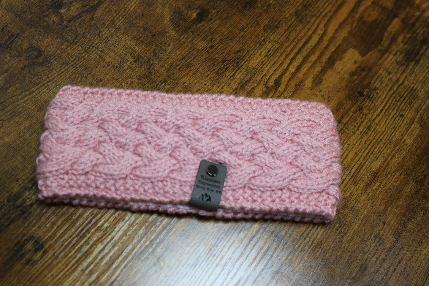 Light Pink Fleece Lined Celtic Cable Headband