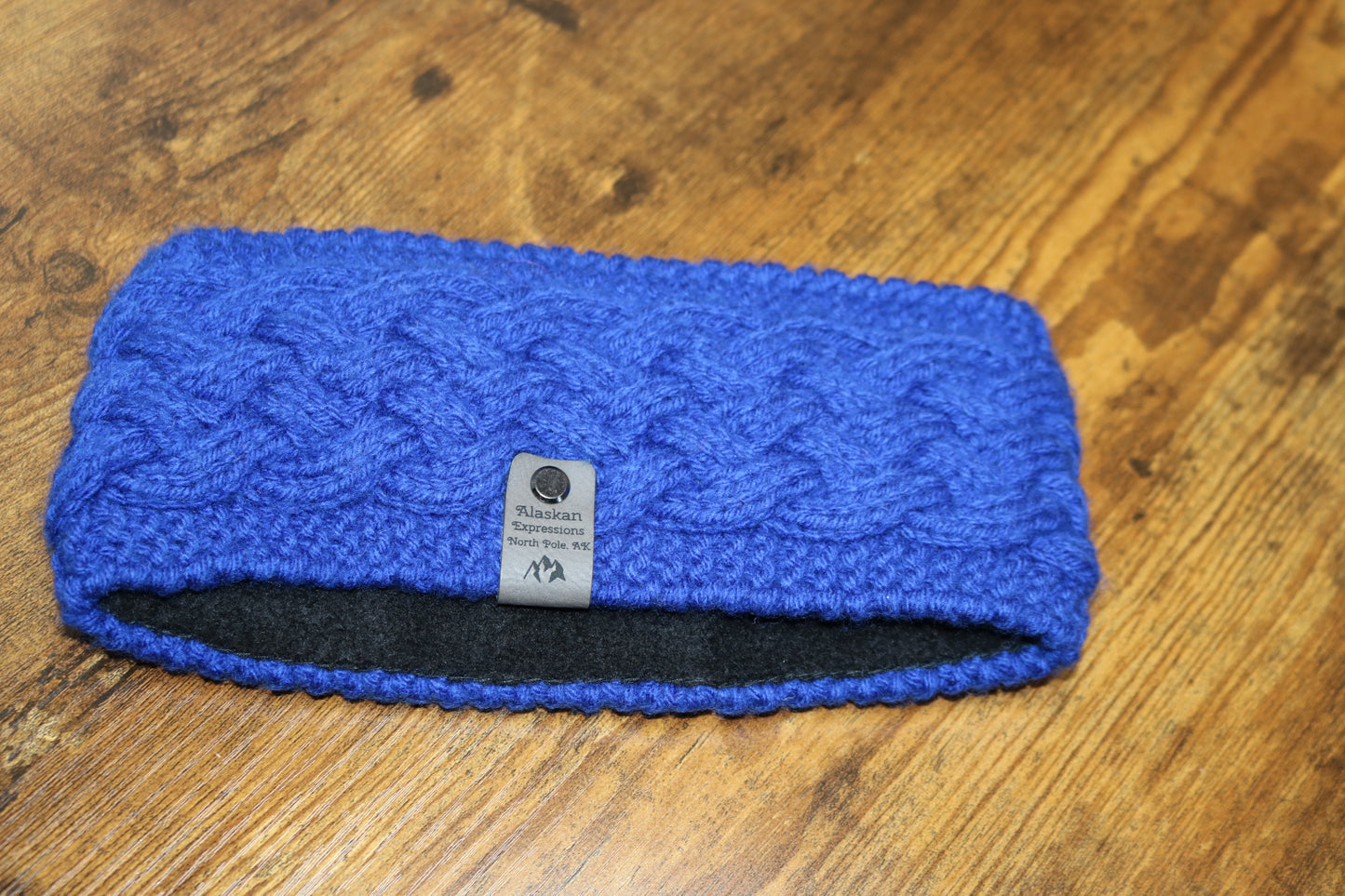 Blue Fleece Lined Celtic Cable Headband
