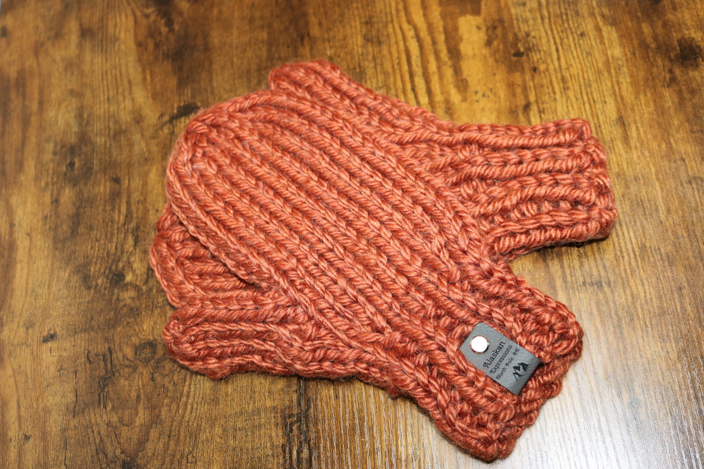 Orange Chunky Knit Mittens