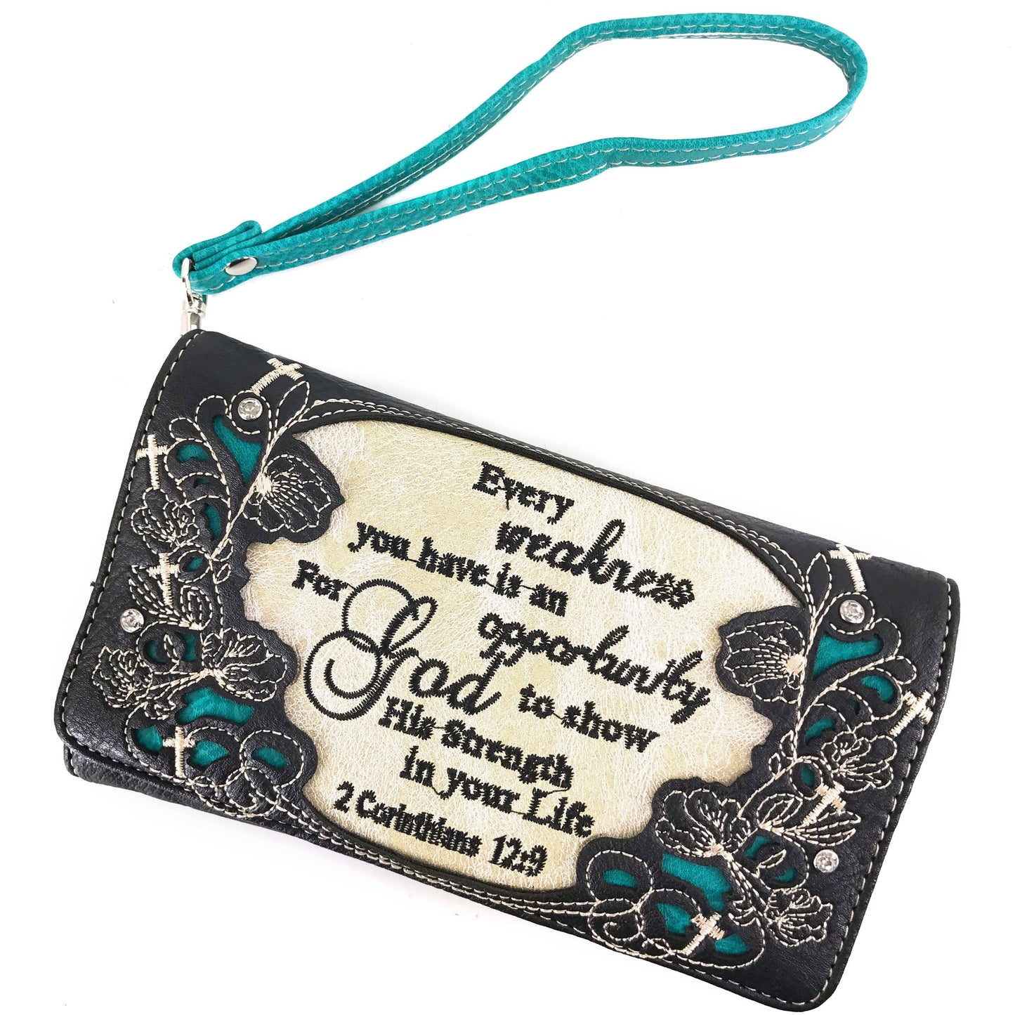 Bible Verse 2 Corinthians Western Women's Wallet: Turquoise