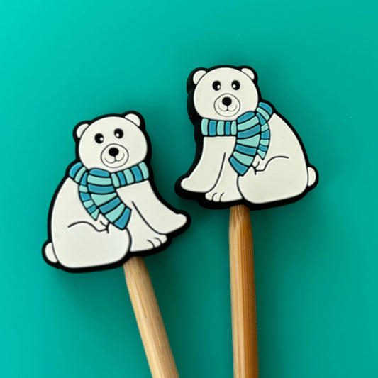 Knitting Needle Stoppers - Polar Bear Winter Scarf