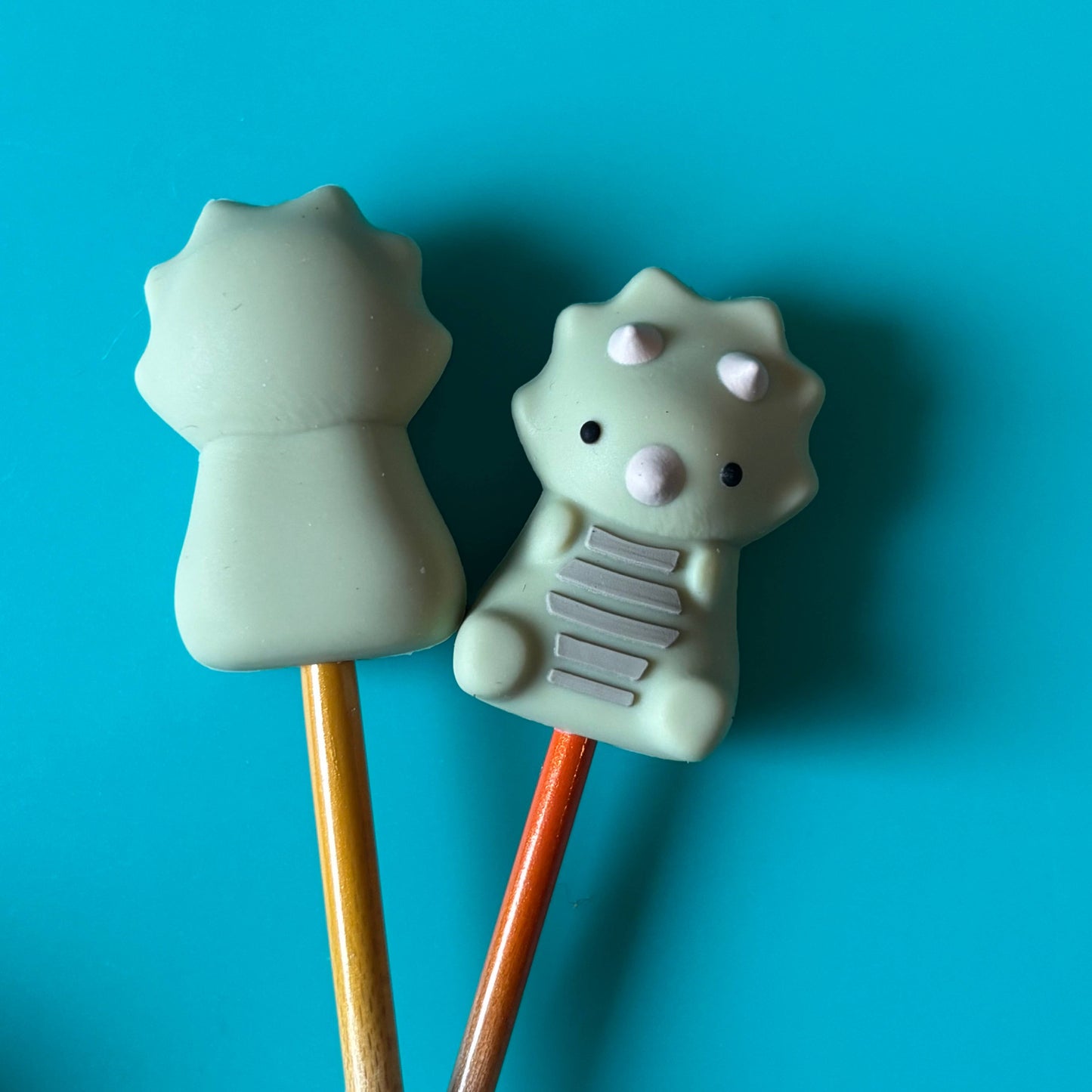 Knitting Needle Stoppers - 3D Triceratops Dinosaur