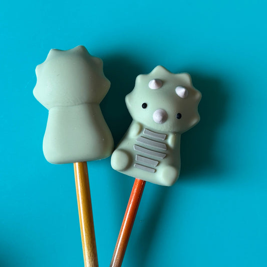 Knitting Needle Stoppers - 3D Triceratops Dinosaur