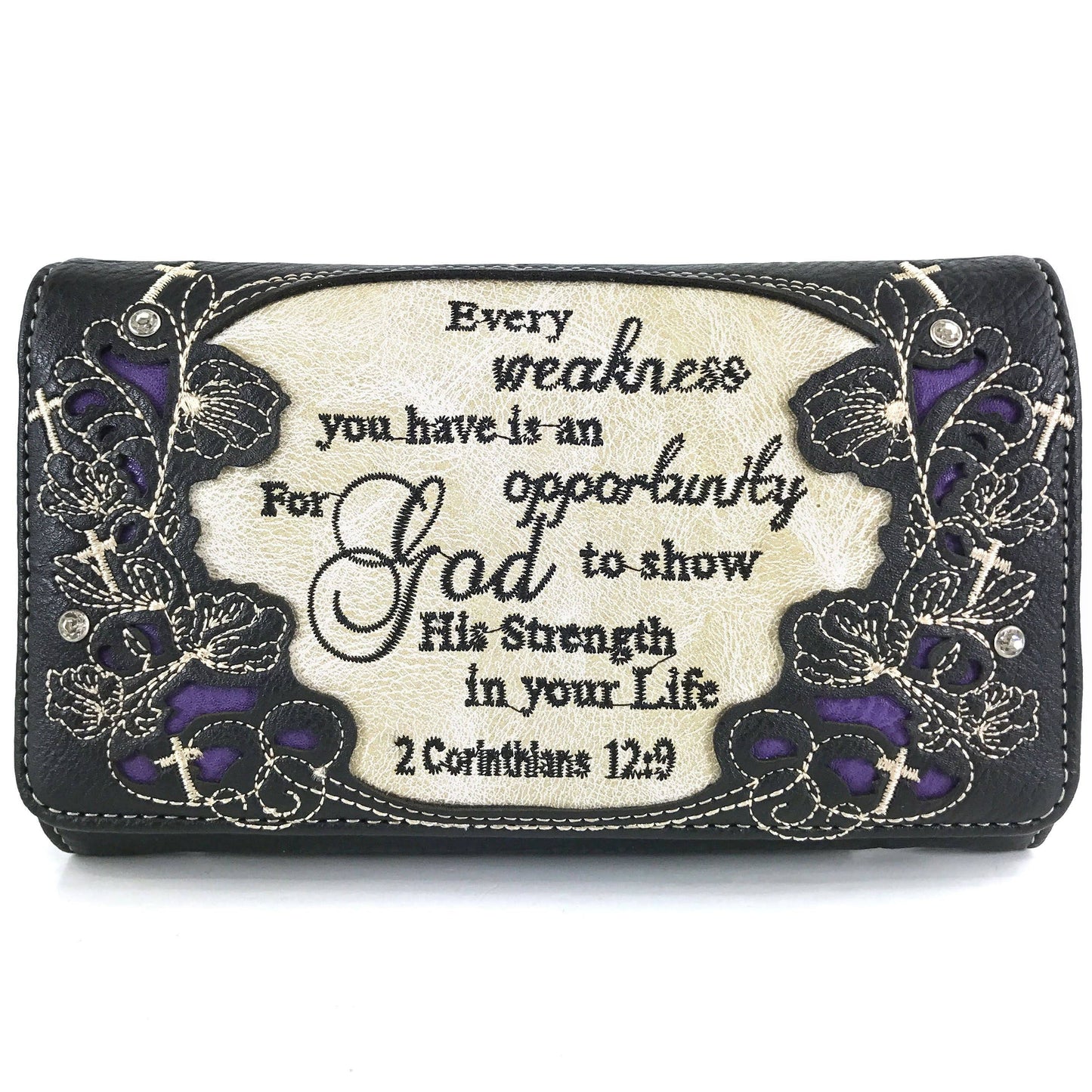 Bible Verse 2 Corinthians Western Women's Wallet: Purple