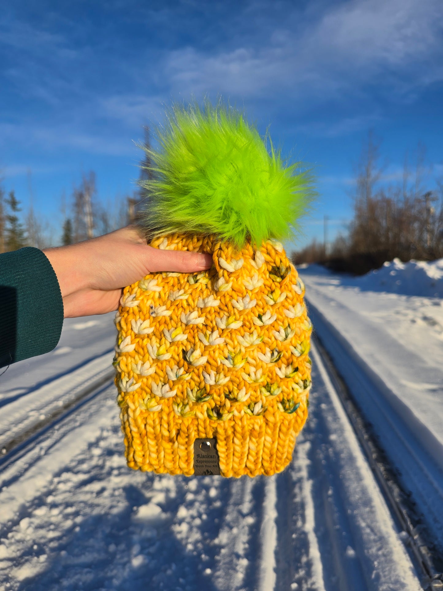 Yellow & Green Toddler Lotus Hat (Merino Wool)