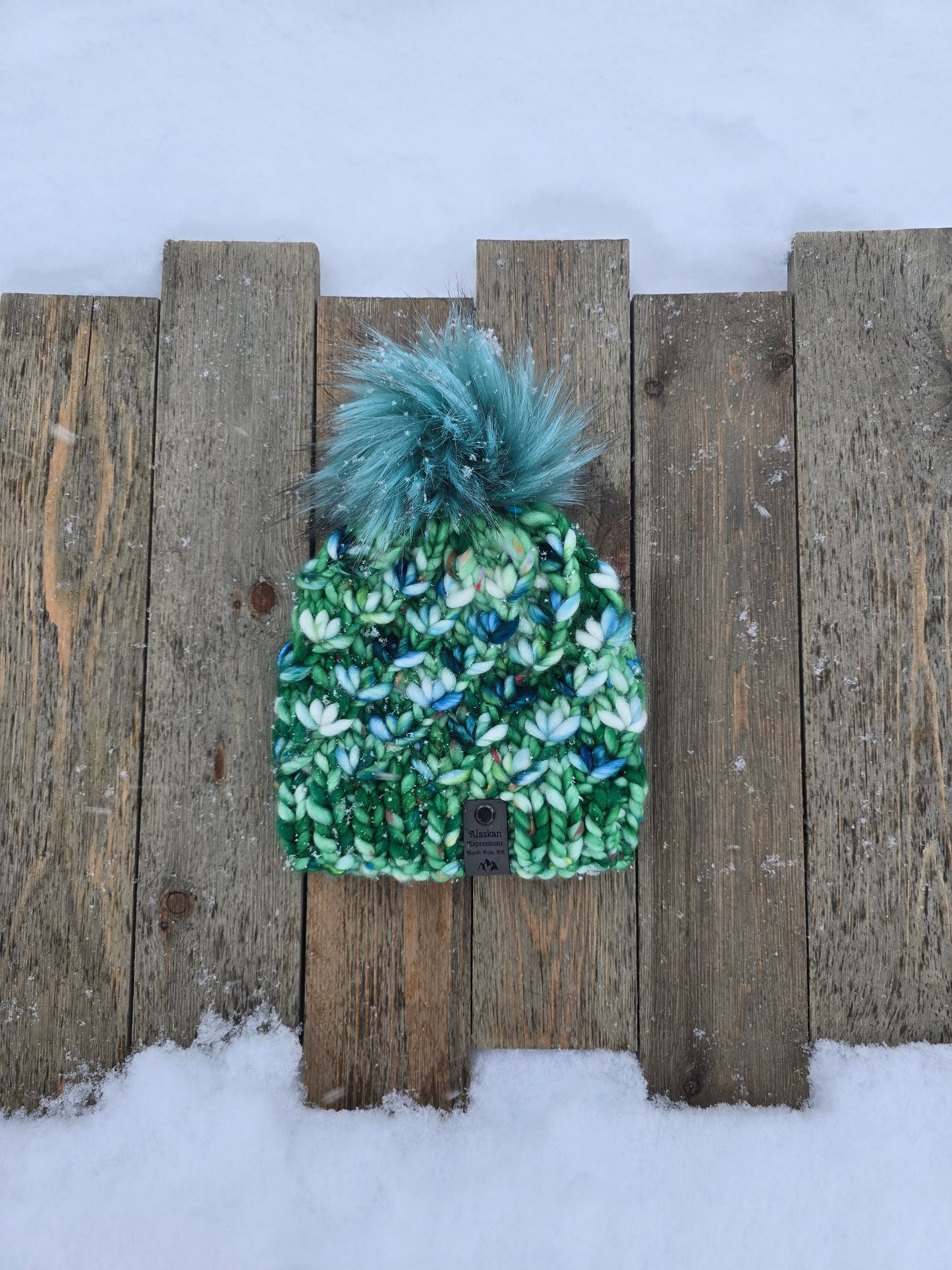 Green & Blue Toddler Lotus Hat (Merino Wool)
