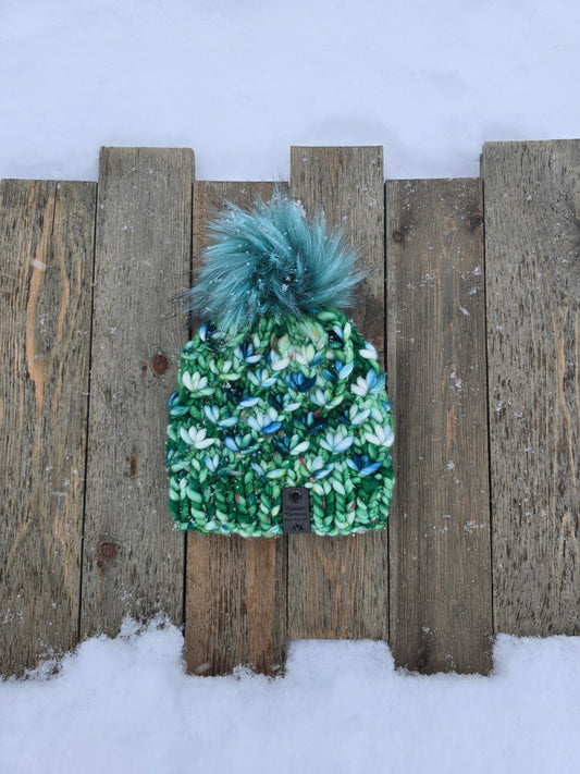 Green & Blue Toddler Lotus Hat (Merino Wool)
