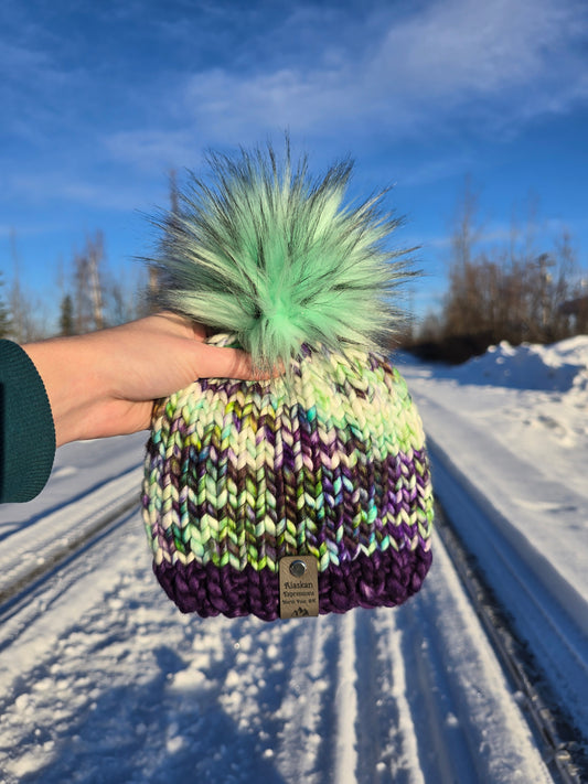 Purple & Green Toddler Hat (Merino Wool)