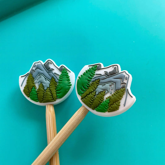 Alaskan Mountains Hiking Snow Nature Forest Trees Knitting Needle Stoppers