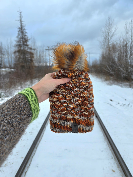 Knit Cable Hat with Pom Pom (Merino Wool)