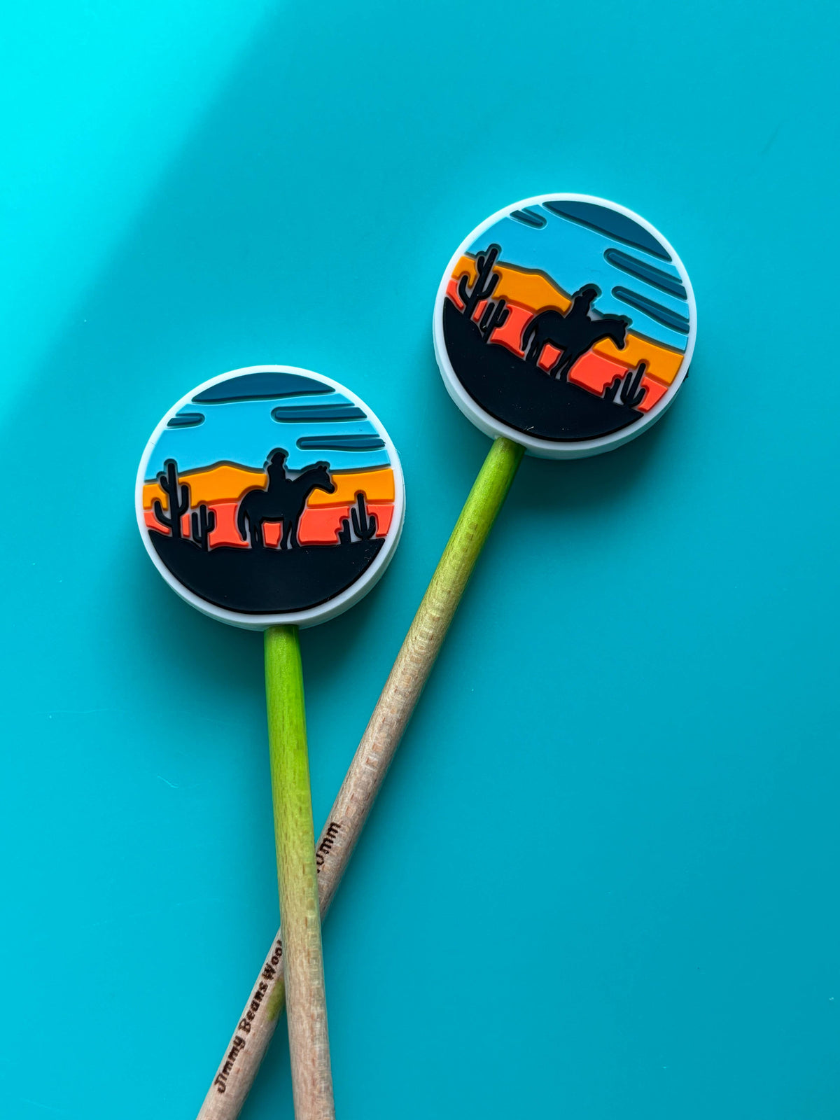 Knitting needle point protectors - Horse Rider Sunset