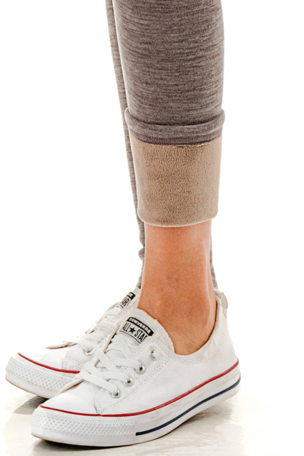 Fur lined solid winter thicker warm legging w/side pockets : Brown