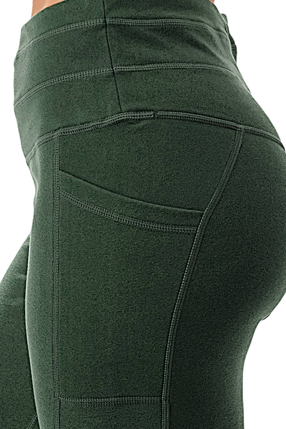 Thermal light fleece skinny yoga legging w/ cellphone pocket: Brown