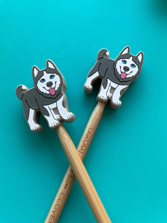 Knitting Needle Point Protectors Husky Sled Dog Pet Animal