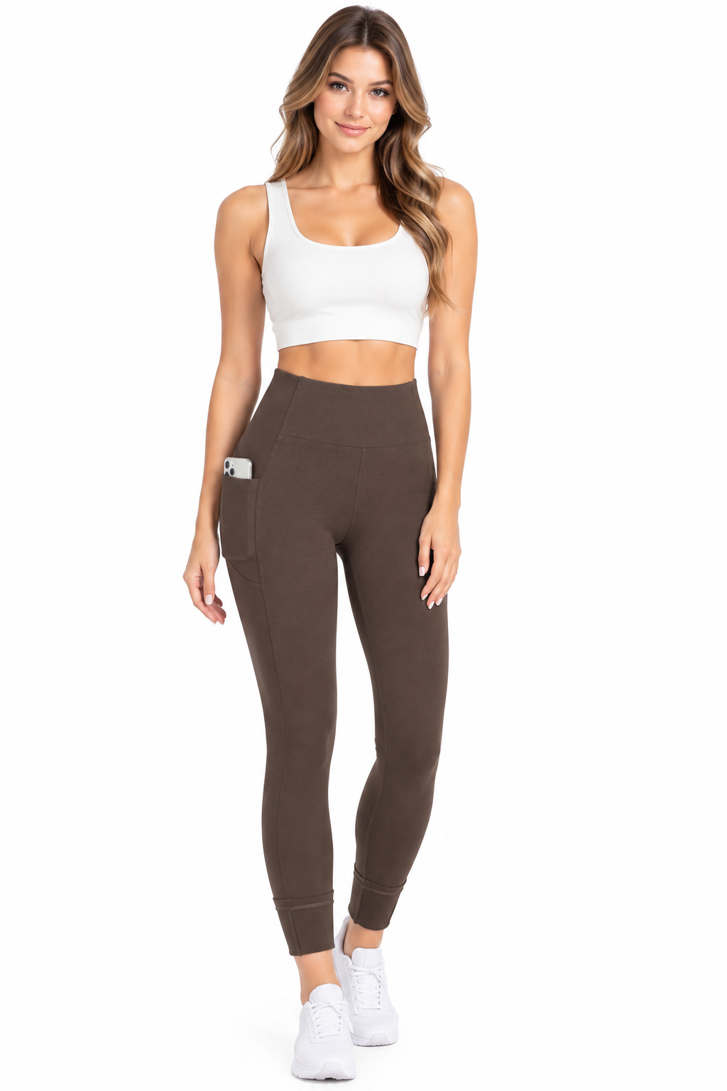 Fleece lined skinny yoga leggings with side pockets : Black