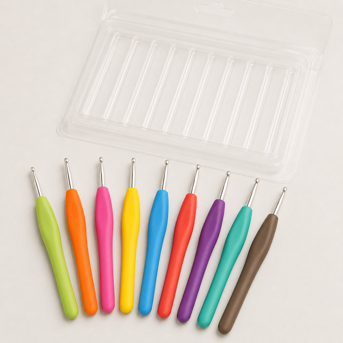 9-Piece Ergonomic Crochet Hook Set, 2.0–6.0 mm