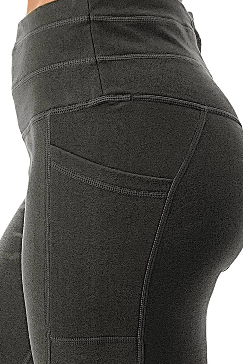 Thermal light fleece skinny yoga legging w/ cellphone pocket: Brown