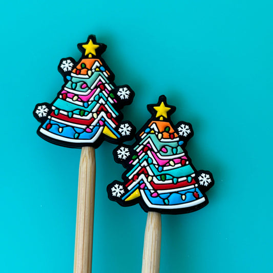 Knitting Needle Point Protectors Christmas Book Tree Lights