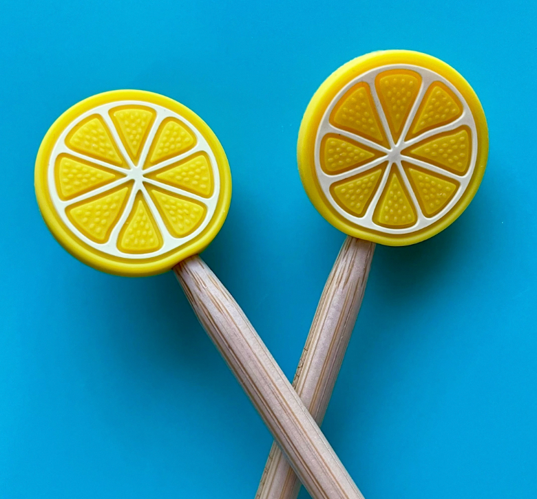Knitting needle point protectors - Lemon summer fruit