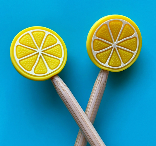 Knitting needle point protectors - Lemon summer fruit