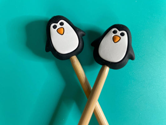 Winter Penguin Christmas Stocking Stuffer Santa Knitting Needle Stoppers