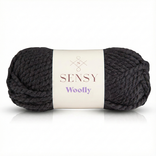 Sensy Woolly Yarn, 3.5 oz, 66 Yards, Gauge 6 Super Bulky: Black / 1 Skein